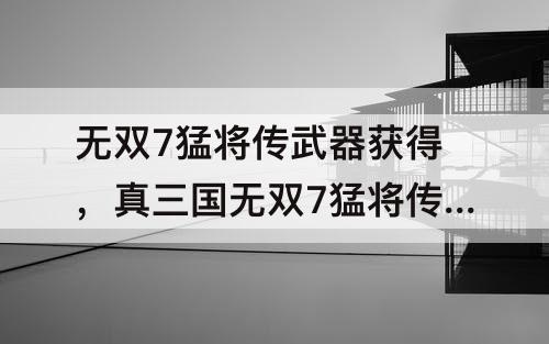 无双7猛将传武器获得，真三国无双7猛将传武器获得