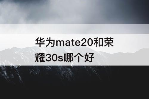 华为mate20和荣耀30s哪个好