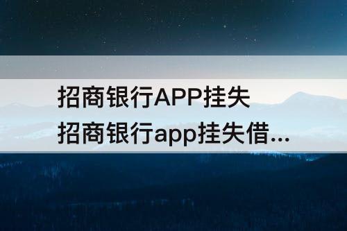 招商银行APP挂失 招商银行app挂失借记卡